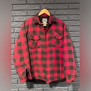 Vintage Ozark Trail Buffalo Plaid Quilted Lined Flannel Shirt Jacket Sz Medium